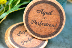 Aged to Perfection Whiskey Cork Coaster Wedding Favors for Guests, Birthday Party Favors