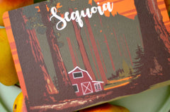 Wedding Sign Sequoia National Park Barn in Redwood Forest Landscape, 5x7 FLAT Craftsman Table Number