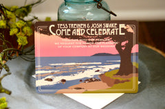 Gold Beach Oregon Coast Landscape with Sunrise 5x7 Wedding Invitation with RSVP Postcard // Wedding Celebration Announcement