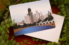 Chicago Skyline Thank You Cards with A2 Envelope // Chicago City Skyline Flat Wedding Thank you Note Cards