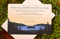 San Juan Island Washington Illustration 5x7 Wedding Ceremony Invitation with Envelope // Illustrated Landscape