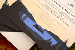 San Juan Island Washington Illustration 5x7 Wedding Ceremony Invitation with Envelope // Illustrated Landscape