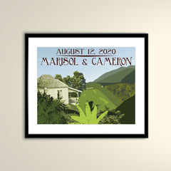 Jamaica Blue Mountain Range 14x11 Vintage Poster / Wedding Poster personalized with Names and date (frame not included)