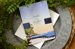 Carmel-by-the-Sea California Landscape Strata Layered Wedding Invitation w/ RSVP Postcard and Details Card