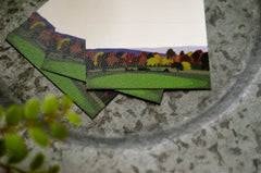 Appalachian Green and Blue Rolling Hills in Valley Tented Escort Cards