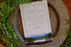 Summer Appalachian Mountain Lake with Mountain Dinner Menu // 5x8 Wedding Dinner Menu // Reception Menu // Rehearsal Dinner Menu - BP1