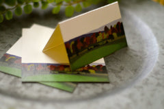 Appalachian Green and Blue Rolling Hills in Valley Tented Escort Cards