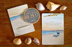 Costa Rican Sunset Beach Landscape 5x7 Wedding Invitation with A7 Envelope & RSVP Postcard