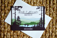 Catskill Mountains 5x7 Wedding Invitation with A7 Envelopes - New York Appalachian Invitation - Green Rolling Hills