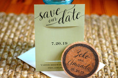 Mint Green Save the Date Cork Coaster // Whiskey Wedding Cork Coaster Save the Date