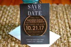Gray Save the Date Modern Tying the Knot Cork Coaster  // Gray and Cream Wedding Cork Coaster