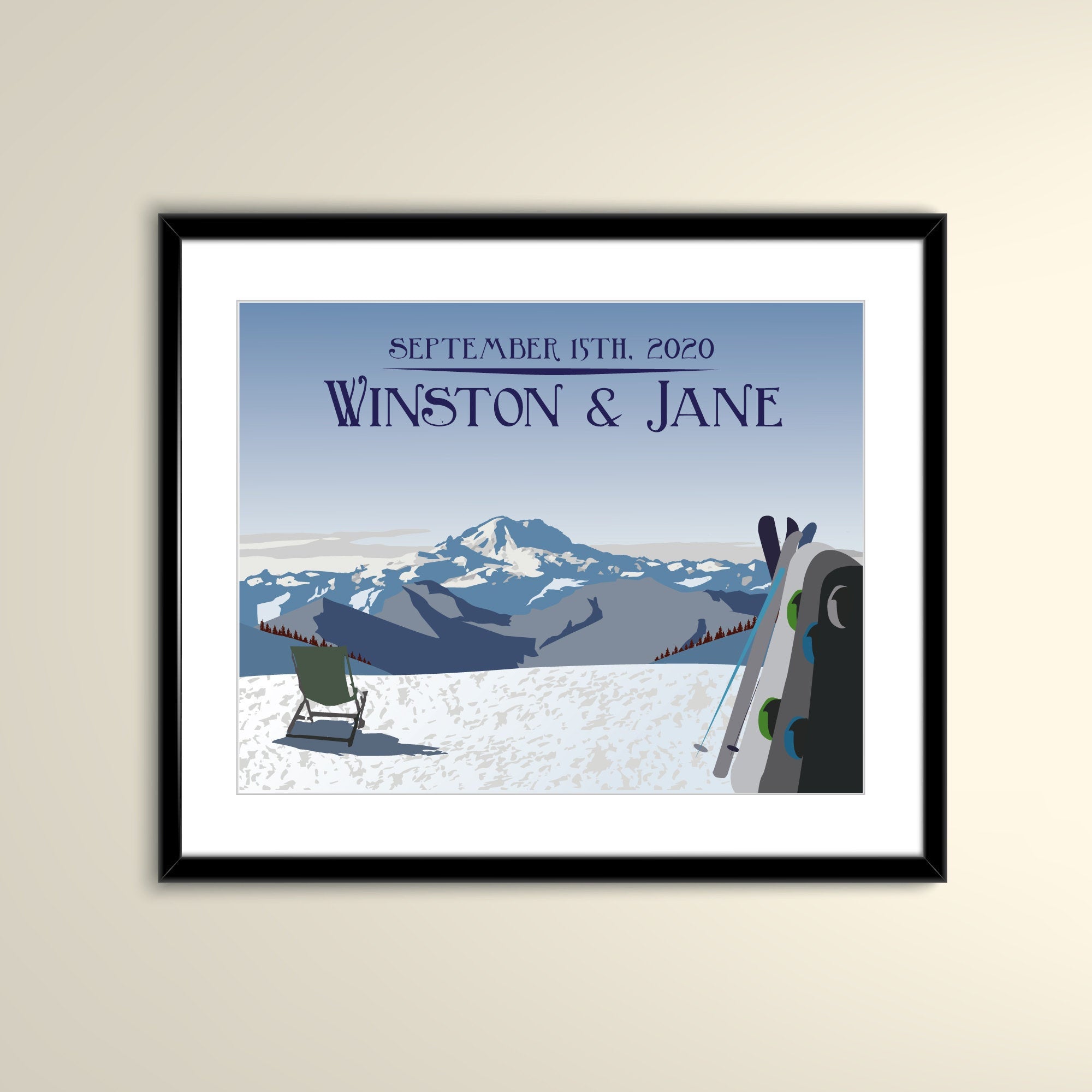 Crystal Mountain Washington Ski Resort - Travel 14x11 Poster - Personalized Wedding Poster (Frame not Included)