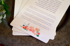 Spring Wedding Watercolor Floral Gray and Pink Flat 5x8 Jewish Ceremony Wedding Program // All Text Supplied