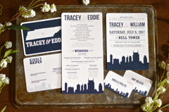 Nashville Skyline Wedding Cork Coaster Favors Personalized with Names and Wedding Date // Wedding Reception Cork Coaster Favor
