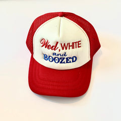 Fourth of July Foam Trucker Hat, Wed White and Boozed Patriotic Hat, Summer Baseball Cap, Trucker Hat for Women and Men