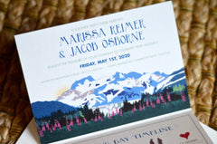 Herbert Glacier Juneau, Alaska Landscape Trifold Wedding Invitation with RSVP Postcard // A6 Trifold Wedding Invite