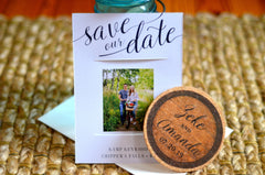 Black and White Save the Date Cork Coaster Save the Date with Engagement Photos // Engagement Photo Wedding Cork Coaster