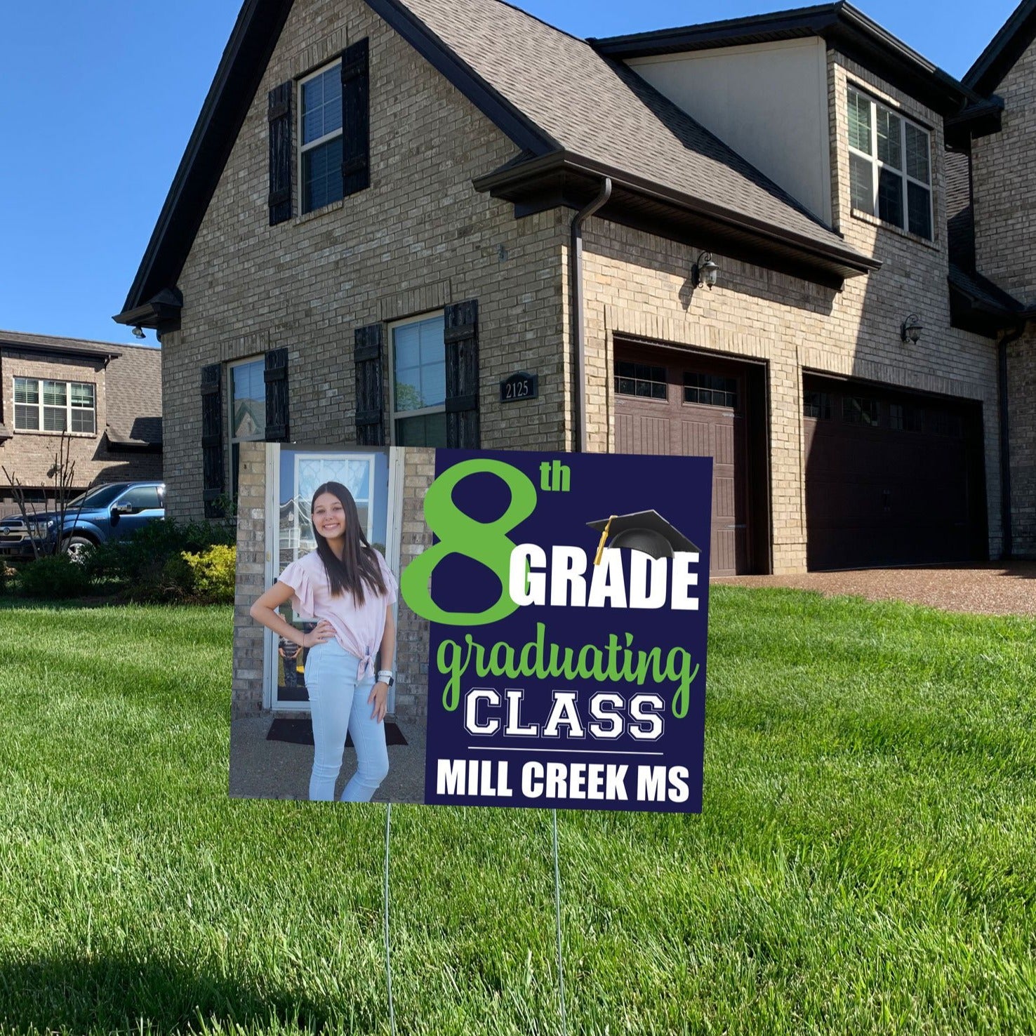 8th Grade Graduation Photo Yard Sign, Class 2027, Outdoor Graduation Yard Sign, Wire Stake Included, DIY File Option, FREE SHIPPING, Photo