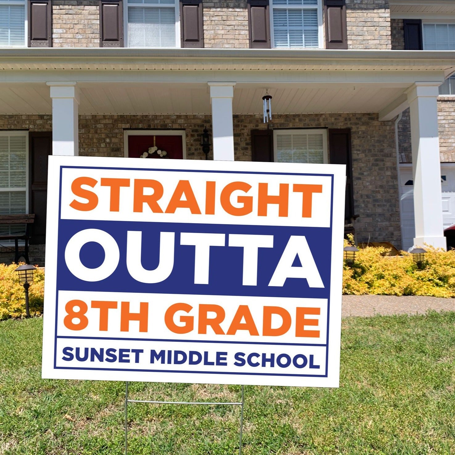 Straight Outta 8th Grade Yard Sign, Class 2026 8th Grade Graduation, Wire Stake Incl., DIY File Option, FREE SHIPPING, Straight Outta 8th