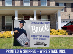 Graduation Photo Yard Sign, Class 2021, Congratulation Senior, Outdoor Senior Yard Sign, Wire Stake Included, DIY File Option, FREE SHIPPING