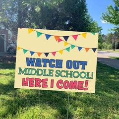 Watch Out Middle School 5th Grade Grad Yard Sign, Class 2027, Graduation Sign, Wire Stake Included, DIY File Option, FREE SHIPPING