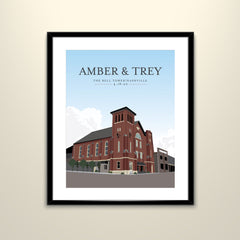 The Bell Tower Nashville Travel 11x14 Paper Poster - Wedding Poster personalized with Names and date (frame not included)