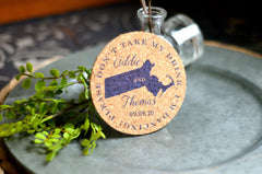 Don't Take My Drink Massachusetts State Cork Coaster Wedding Favor Personalized with Names and Wedding Date / Cork Coaster Favors for Guests