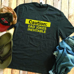 Caution Dad Jokes Inevitable Fathers Day Shirt, Caution Dad Joke Shirt, Fathers Day Gift Tee, Dad Joke Shirt