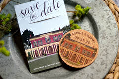 Oaklands Mansion Murfreesboro Tennessee Save the Date /Illustrated Mansion Cork Coaster Save the Date / Save the Evening Cork Coaster