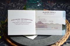 Sycamore Farms Arrington Nasville Tennessee Landscape Wedding Livret 3pg Booklet Invitation with Envelope and Tear-Off RSVP