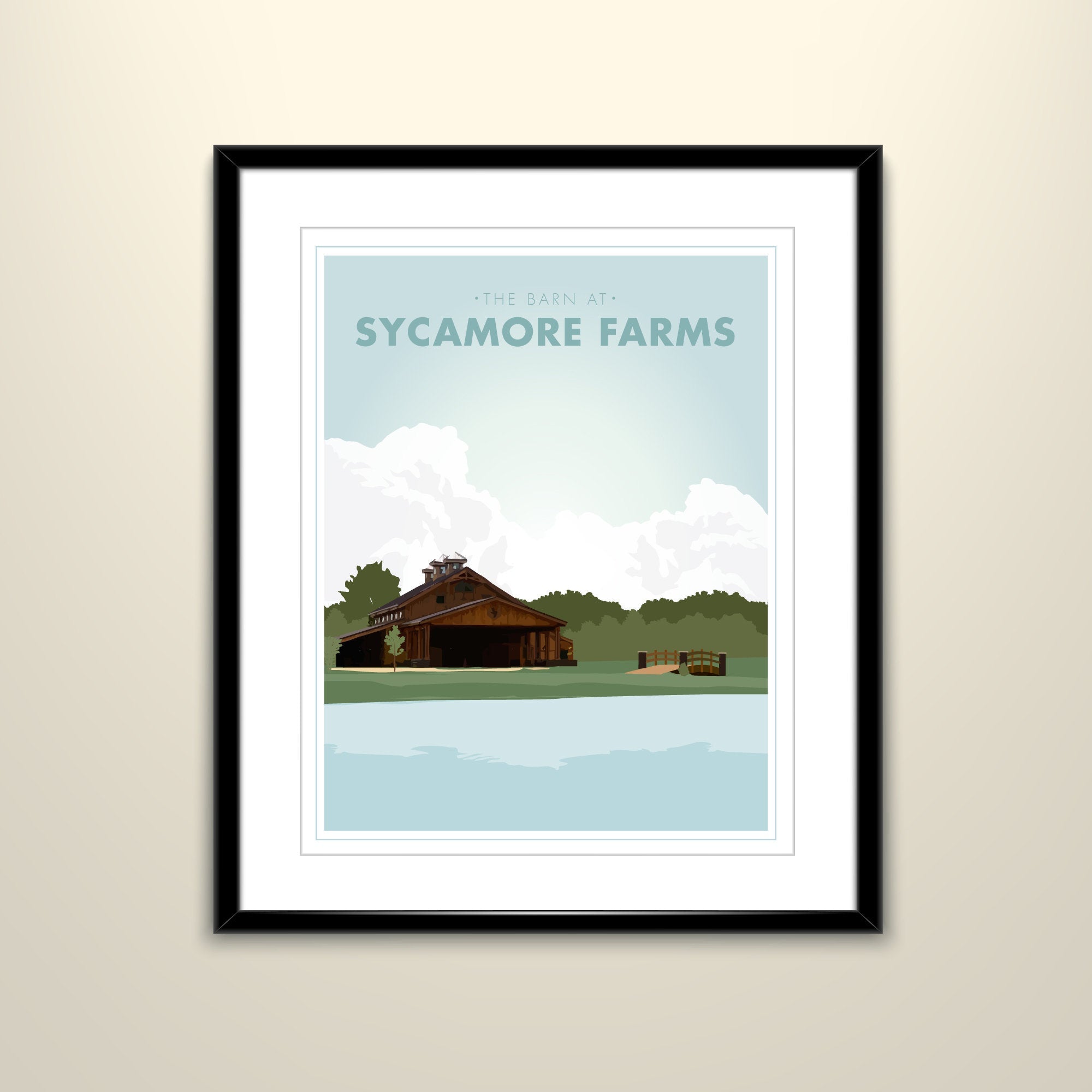 The Barn at Sycamore Farms Travel 11x14 Paper Poster - Wedding Poster personalized with Names and date (frame not included)