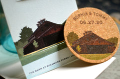 Sycamore Farms Arrington Nashville Tennessee Save the Date /Illustrated Manor Cork Coaster Save the Date / Save the Evening Cork Coaster