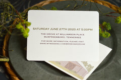 Rustic Barn in Saddlewood Farms Murfreesboro Tennessee Wedding Invitation 5x7 with A7 envelopes & RSVP Postcard