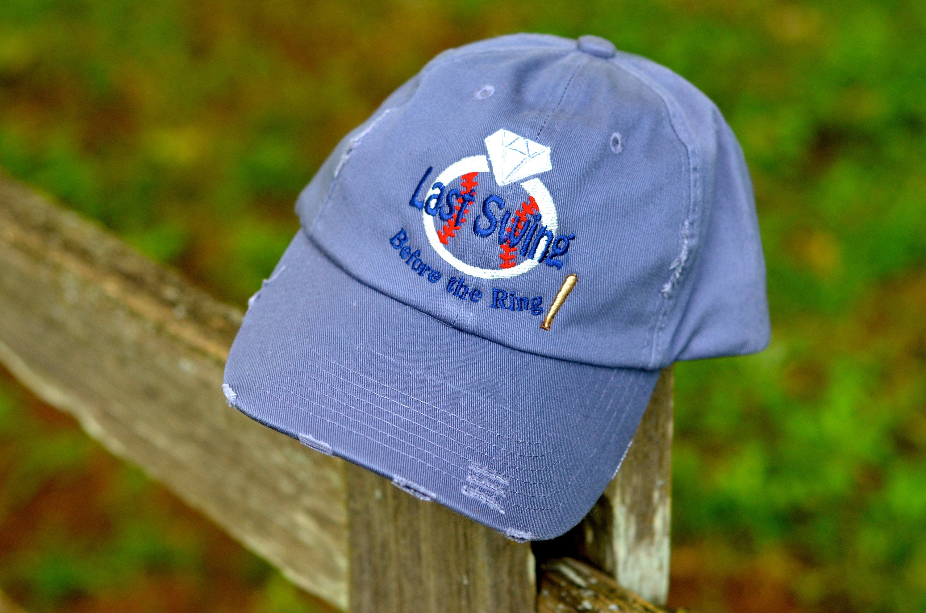 Blue Last Swing Before the Ring // Bachelorette Party Bride Trucker Mesh Unstructured Hat // Red, White and Blue Baseball