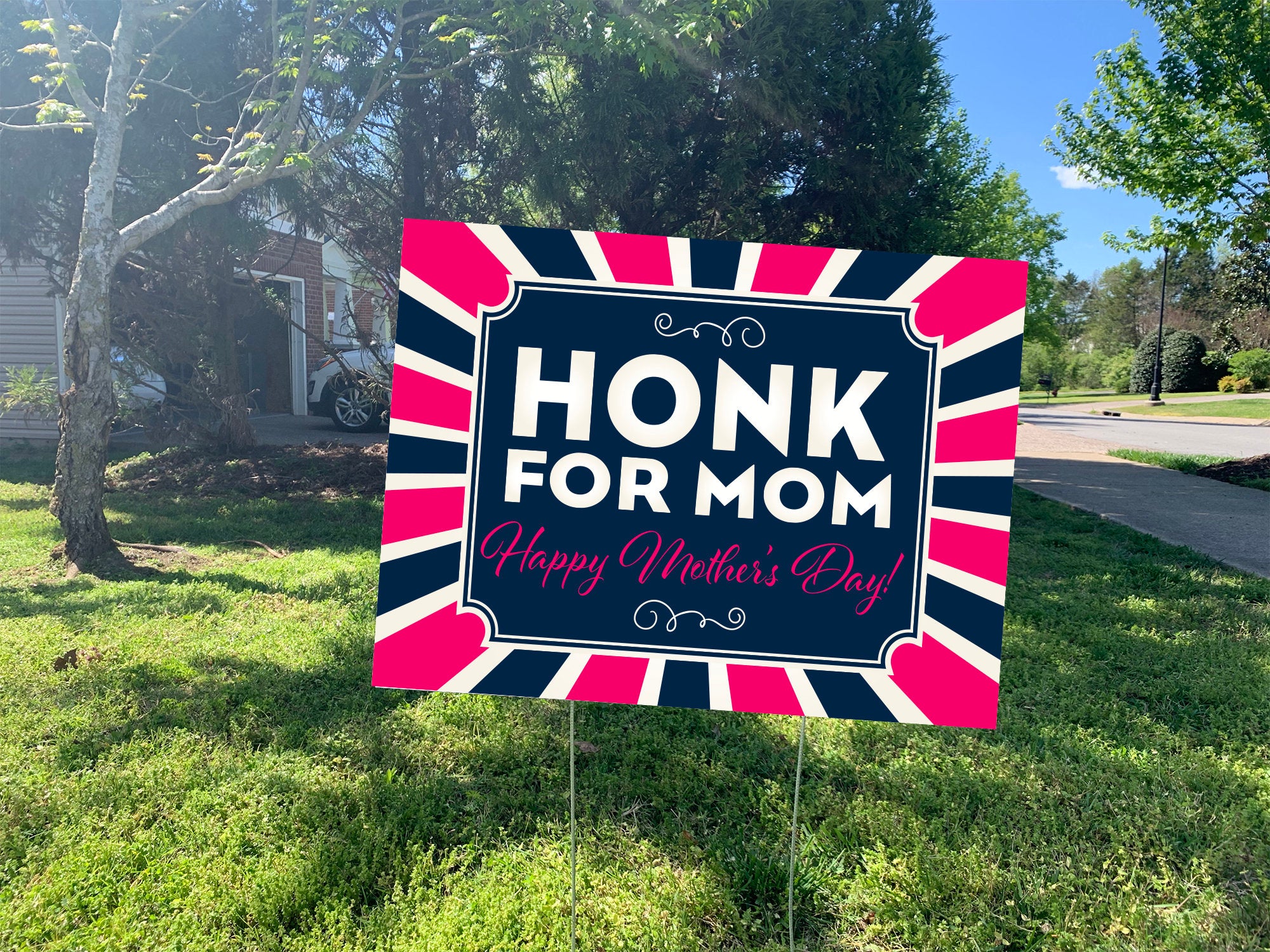 Honk for Mom Yard Sign, Mothers Day Yard Sign, Wire Stake Incl., DIY File Option, FREE SHIPPING