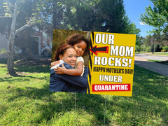 Our Mom Rocks Yard Sign, Isolation Name Burst, Quarantine Mothers Day Yard Sign, Wire Stake Incl., DIY File Option, FREE SHIPPING