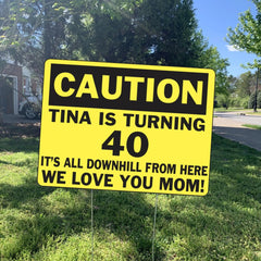 40th Birthday Sign- Caution 40 Yard Sign-Isolation Name Burst-Over the Hill Yard Sign-DIY File Option-FREE SHIPPING