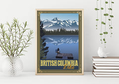 British Columbia Vintage Travel Poster - Wedding Poster personalized with Names and date (frame not included)
