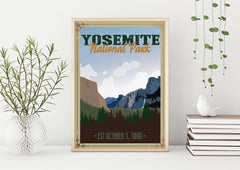 Yosemite National Park Vintage Travel Wedding Poster personalized with Names and date (frame not included)