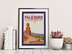 Palo Duro Vintage Travel Poster - Wedding Poster personalized with Names and date (frame not included)