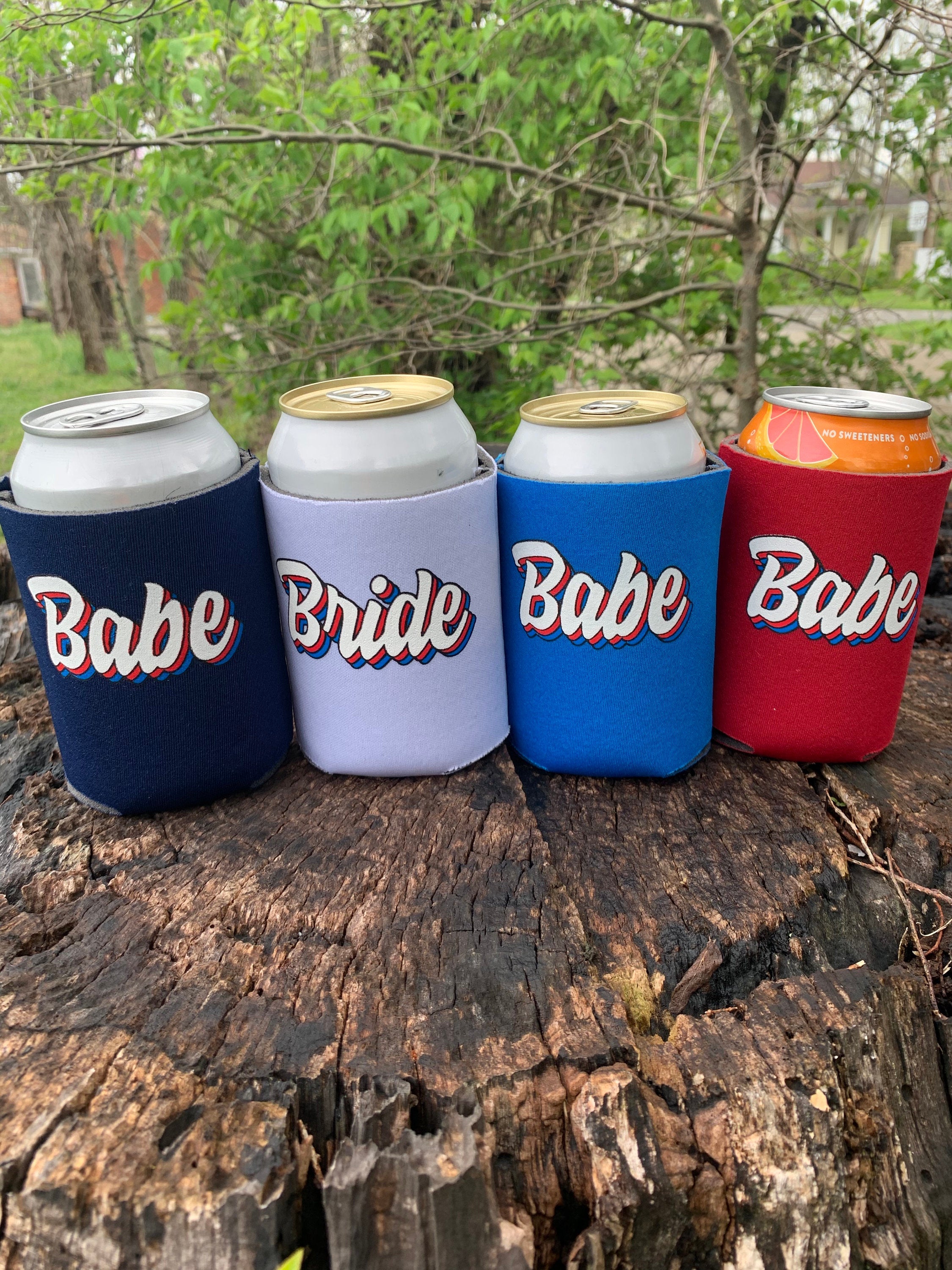 Bride and Babe Bridesmaid Can Coolers, Bridesmaid Coozies Bachelorette Can Cooler, Bachelorette Party Cozies