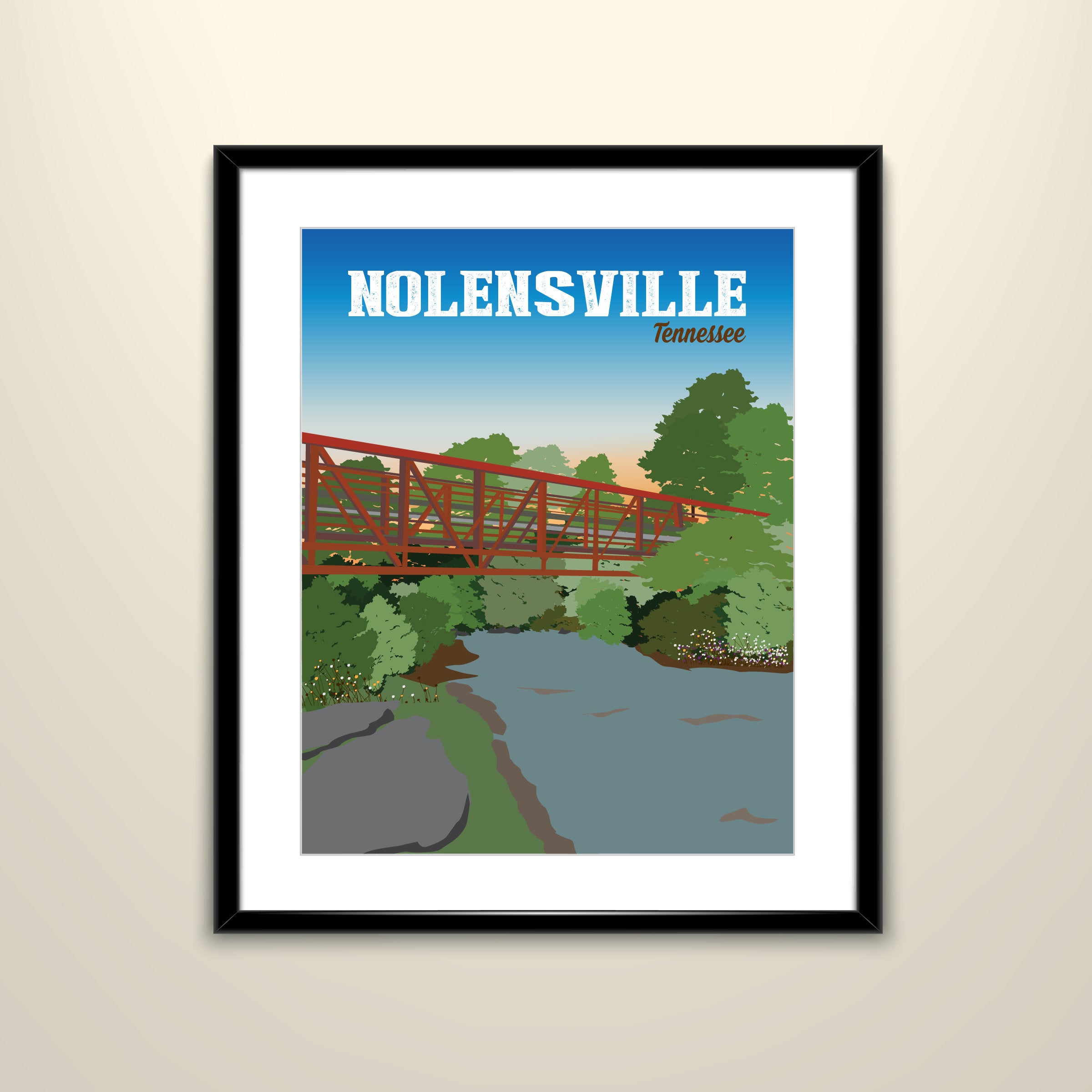 Nolensville, Tennessee Lothers Bridge Poster (frame not included) // 11x14 Wall Art Print