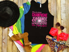 Beach Bachelorette Party Shirts - Time to Drink Champagne and Dance on the Table Personalized Beach Tanks