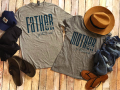 Father and Mother of the Bride Classic Droid with Date Matching Shirts - two wedding party shirts