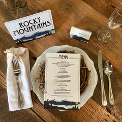 Appalachian Green and Blue Rolling Hills Tented Escort Cards // Tented Seating Cards // Place Cards