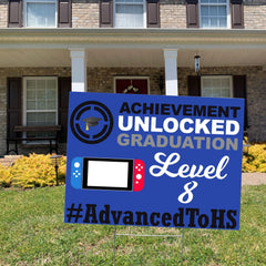 Achievement Unlocked 8th Grade Graduation Yard Sign, Video Gamer Class 2025, Wire Stake Incl., DIY File Option, FREE SHIPPING, 8th Gamer