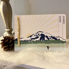 Rustic Mt Baker with Orca 3 Page Livret Booklet Wedding Invitation with attached Postcard RSVP