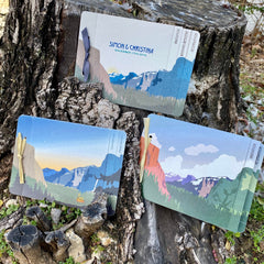 Yosemite Tunnel View Craftsman // Wedding Invitation Livret 4pg Booklet with Postcard RSVP // Summer Mountain Landscape