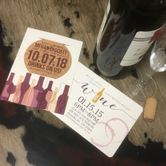 Wine Bottle Wine Stain Cork Coaster Save the Date with A7 Envelope