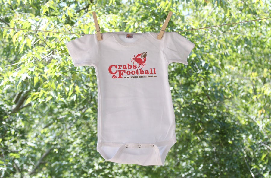 Crabs & Football That&#39;s What Maryland Does // Football baby // Maryland // Custom Baby Shirt